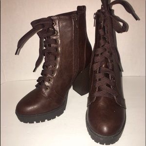 Brown Industrial Styled Heeled Boots